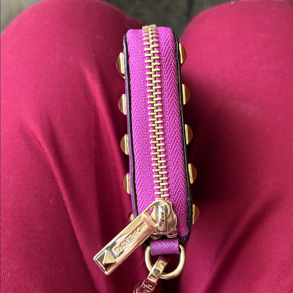Gorgeous Michael Kors Purple Wristlet with gold studs accents - Picture 5 of 10